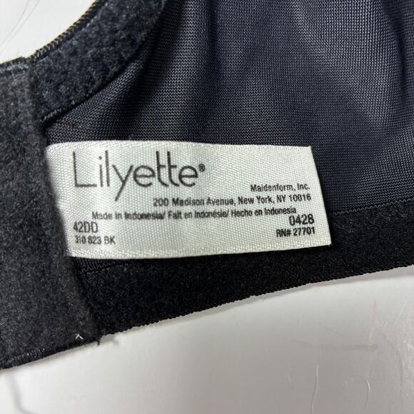 lilyette Minimizer Underwire Lace Trim Microfiber Full Coverage Bra 42DD black - Picture 5 of 7